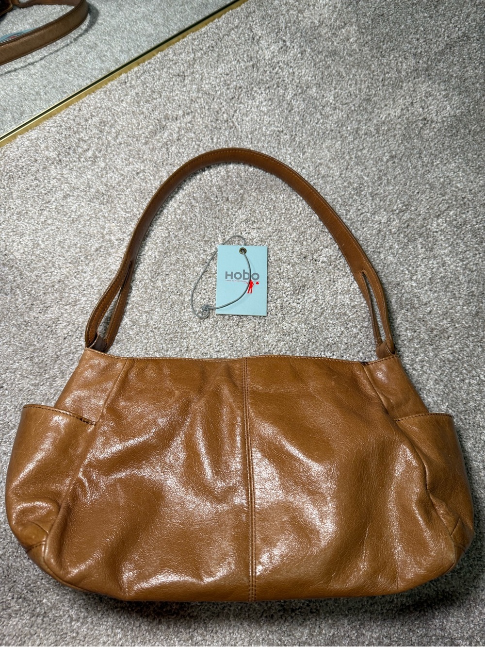 HOBO Cognac Brown Leather Hobo Shoulder Bag
